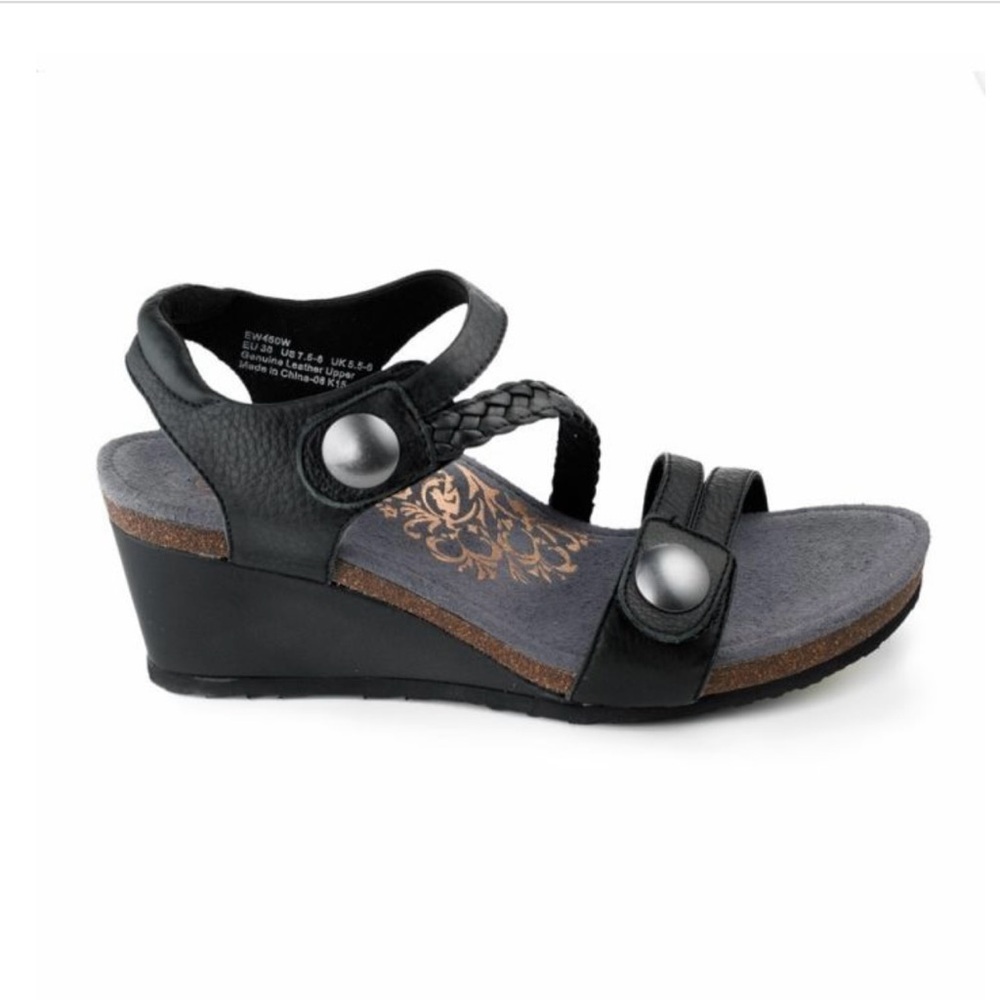 AETREX - NAYA BLACK WEDGE SANDAL